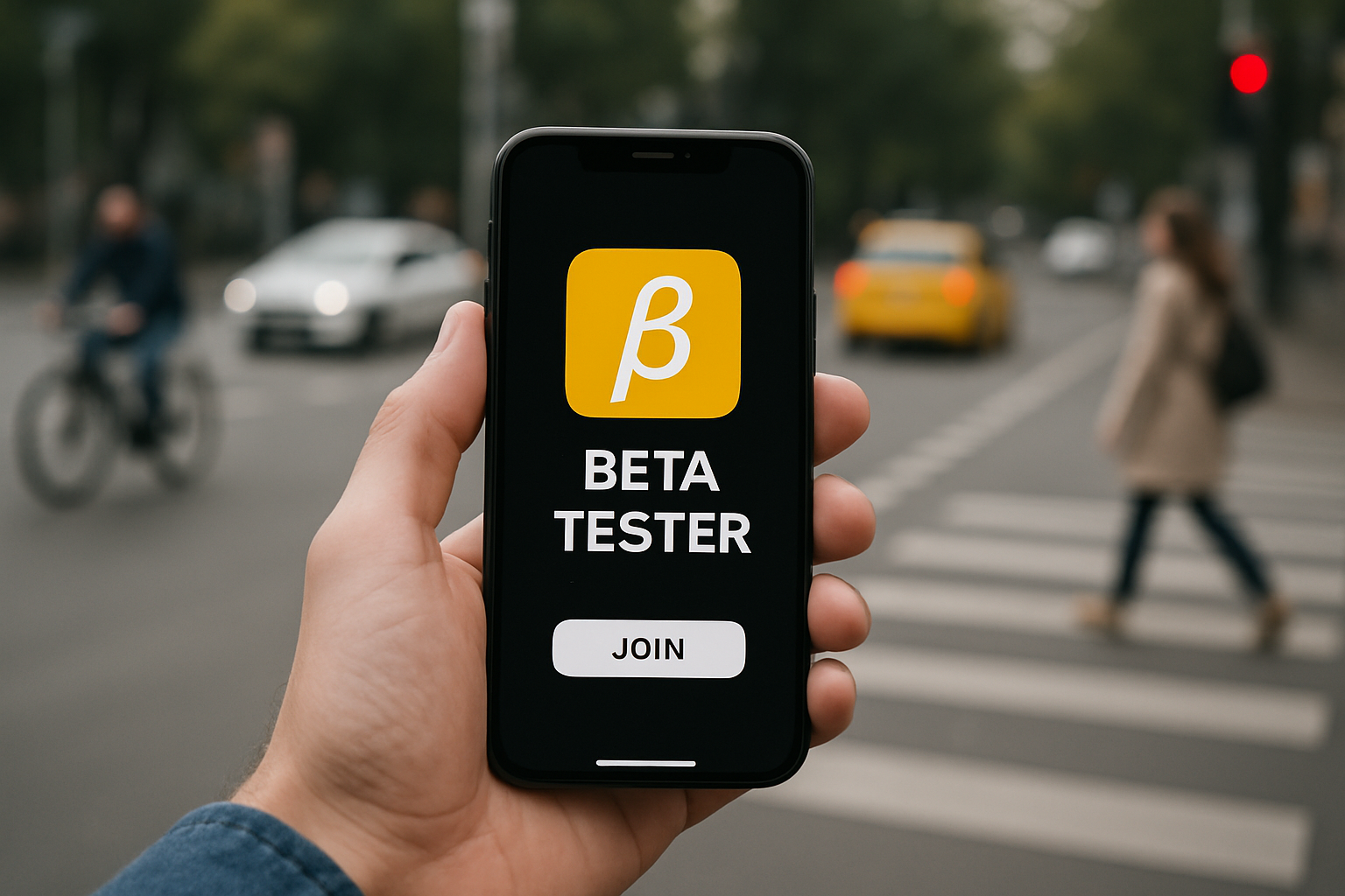 photographic This is about a joining beta testers group for reviewing traffic participants No text-3